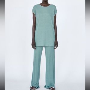 Ribbed Wideleg Pant Set